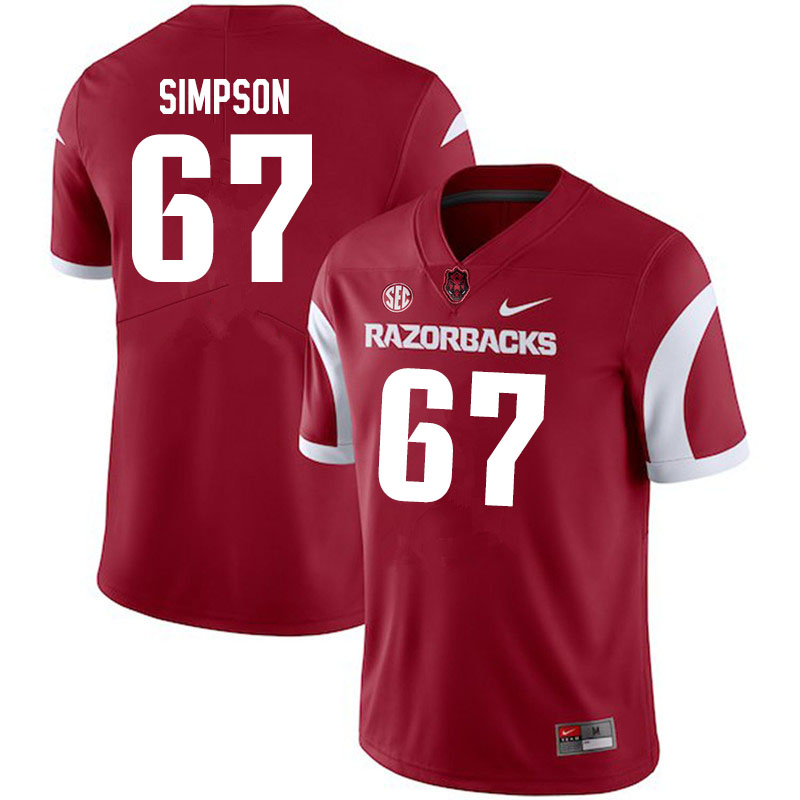 Men #67 Payton Simpson Arkansas Razorbacks College Football Jerseys Sale-Cardinal - Click Image to Close
